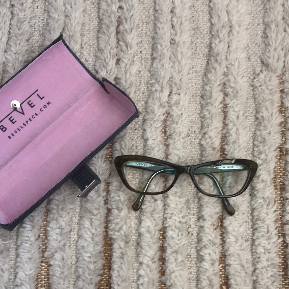 Bevel Eyeglass Frames - Brown/Mint - image 3